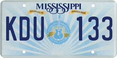 MS license plate KDU133