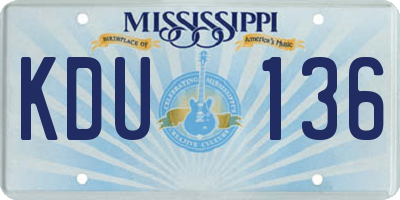 MS license plate KDU136