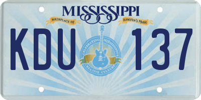 MS license plate KDU137