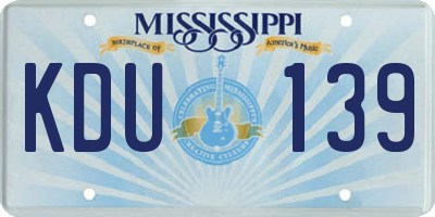MS license plate KDU139