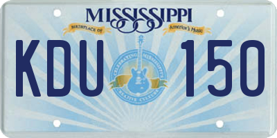MS license plate KDU150