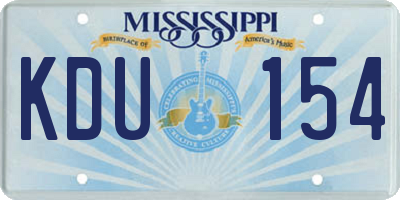 MS license plate KDU154