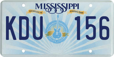 MS license plate KDU156