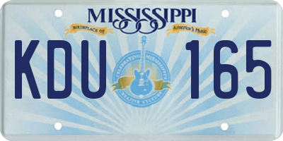 MS license plate KDU165