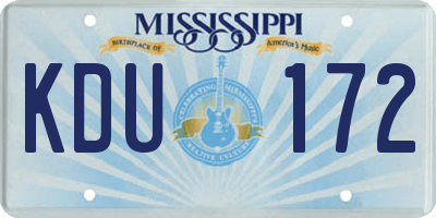 MS license plate KDU172