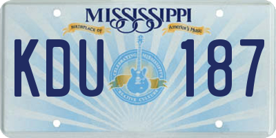 MS license plate KDU187