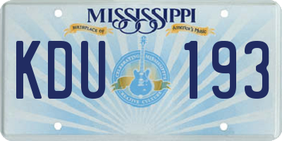 MS license plate KDU193