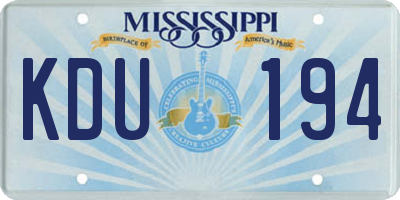MS license plate KDU194