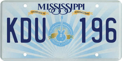MS license plate KDU196