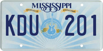 MS license plate KDU201