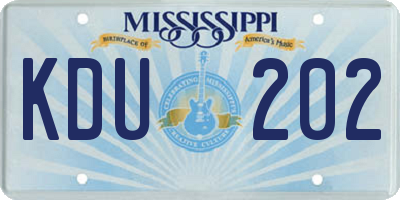 MS license plate KDU202