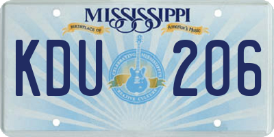 MS license plate KDU206