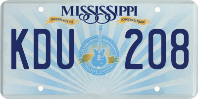 MS license plate KDU208