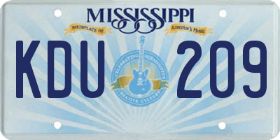 MS license plate KDU209