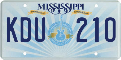 MS license plate KDU210