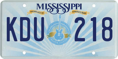 MS license plate KDU218
