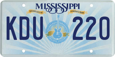 MS license plate KDU220