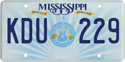 MS license plate KDU229