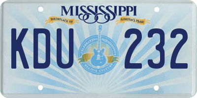 MS license plate KDU232