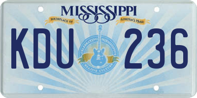 MS license plate KDU236