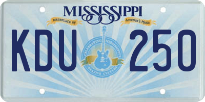 MS license plate KDU250