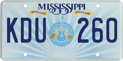 MS license plate KDU260