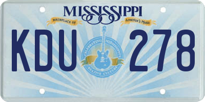 MS license plate KDU278