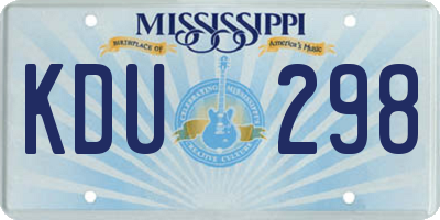MS license plate KDU298
