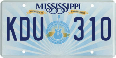 MS license plate KDU310