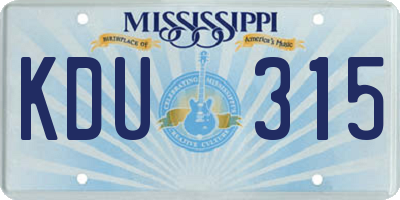 MS license plate KDU315