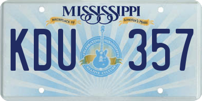 MS license plate KDU357