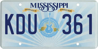 MS license plate KDU361