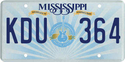MS license plate KDU364