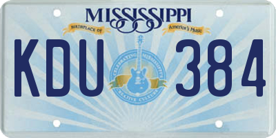 MS license plate KDU384