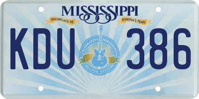 MS license plate KDU386