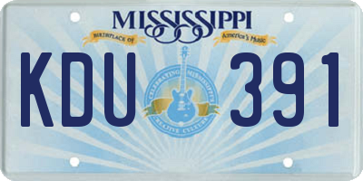 MS license plate KDU391