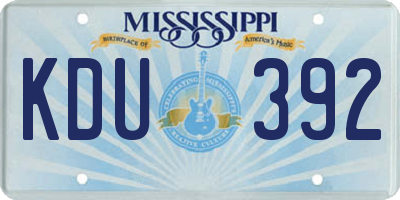 MS license plate KDU392
