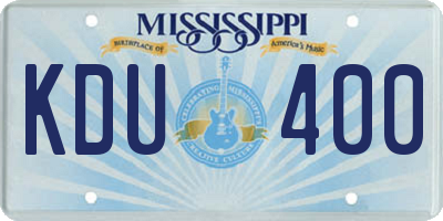 MS license plate KDU400