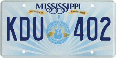 MS license plate KDU402