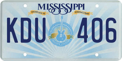 MS license plate KDU406