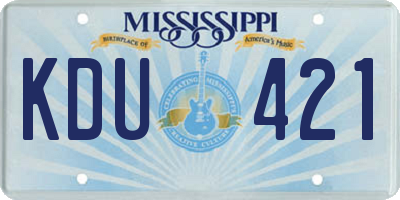 MS license plate KDU421