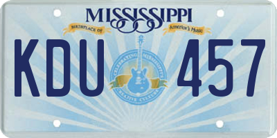 MS license plate KDU457