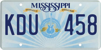 MS license plate KDU458