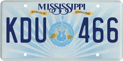 MS license plate KDU466