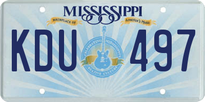 MS license plate KDU497