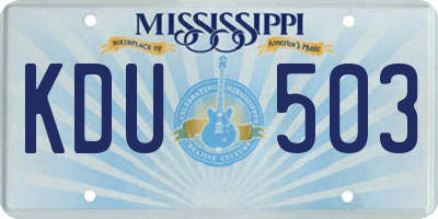 MS license plate KDU503