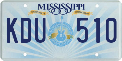 MS license plate KDU510
