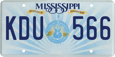 MS license plate KDU566