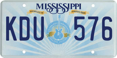 MS license plate KDU576