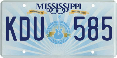 MS license plate KDU585